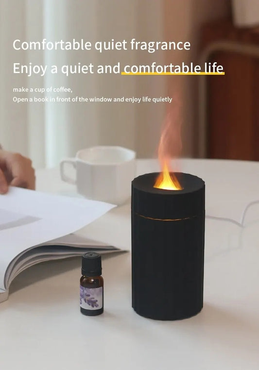 Air Humidifier With Flame Effect Essential Oil Diffuser Quiet Aroma Diffuser Home Fragrances Car Refresh