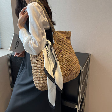 Casual Woven Bag Women's New Large Capacity One-shoulder Portable