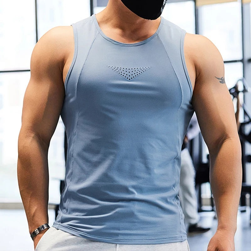 Spring And Summer Men's Quick-drying Outdoor Fitness Sports Vest Breathable High Elastic Solid Color Sleeveless T-shirt | GYM Wear