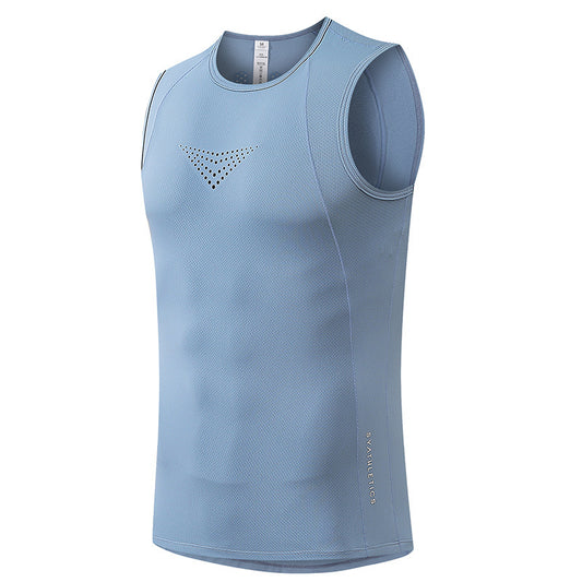 Spring And Summer Men's Quick-drying Outdoor Fitness Sports Vest Breathable High Elastic Solid Color Sleeveless T-shirt | GYM Wear