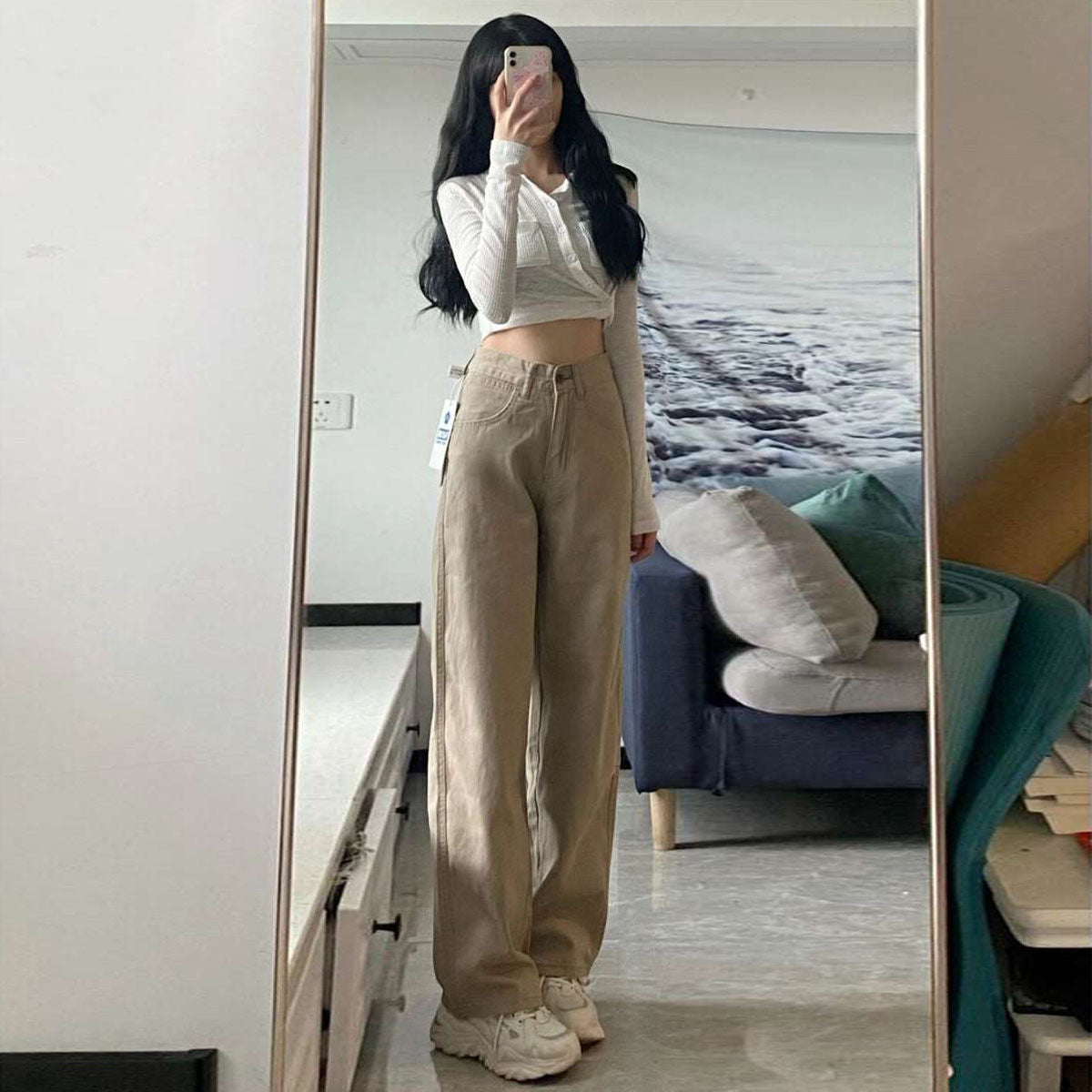 High Waist Wide Leg Jeans Retro Loose Straight Mopping Pants