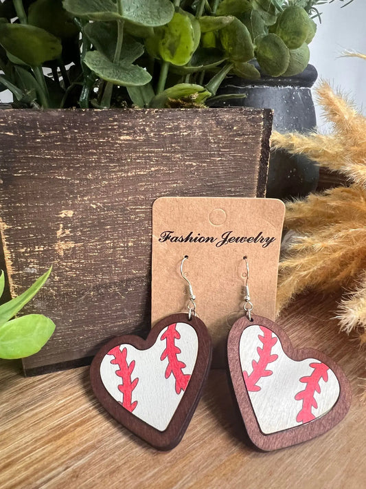 Baseball Heart Earrings