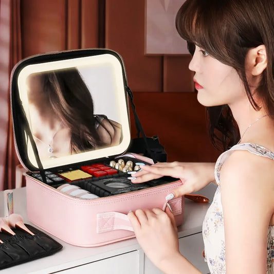 Smart LED Cosmetic Case with Mirror