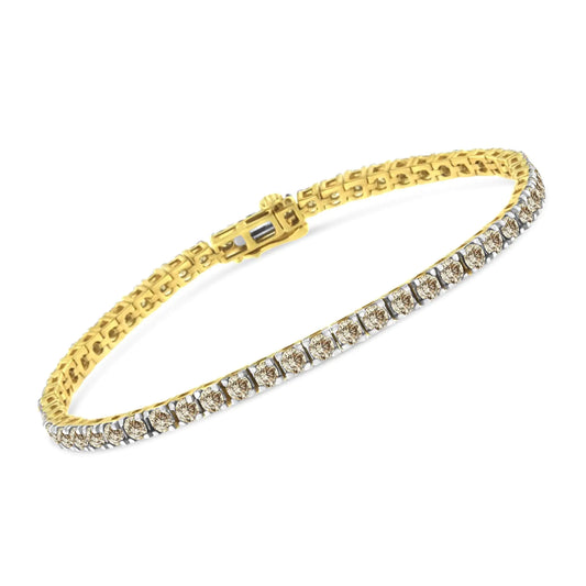 14K Yellow Gold Plated .925 Sterling Silver 5.00 cttw 4-Prong Set Brilliant Round-Cut Diamond Classic Tennis Bracelet (J-K Color, I2-I3 Clarity) - Size 7.25"